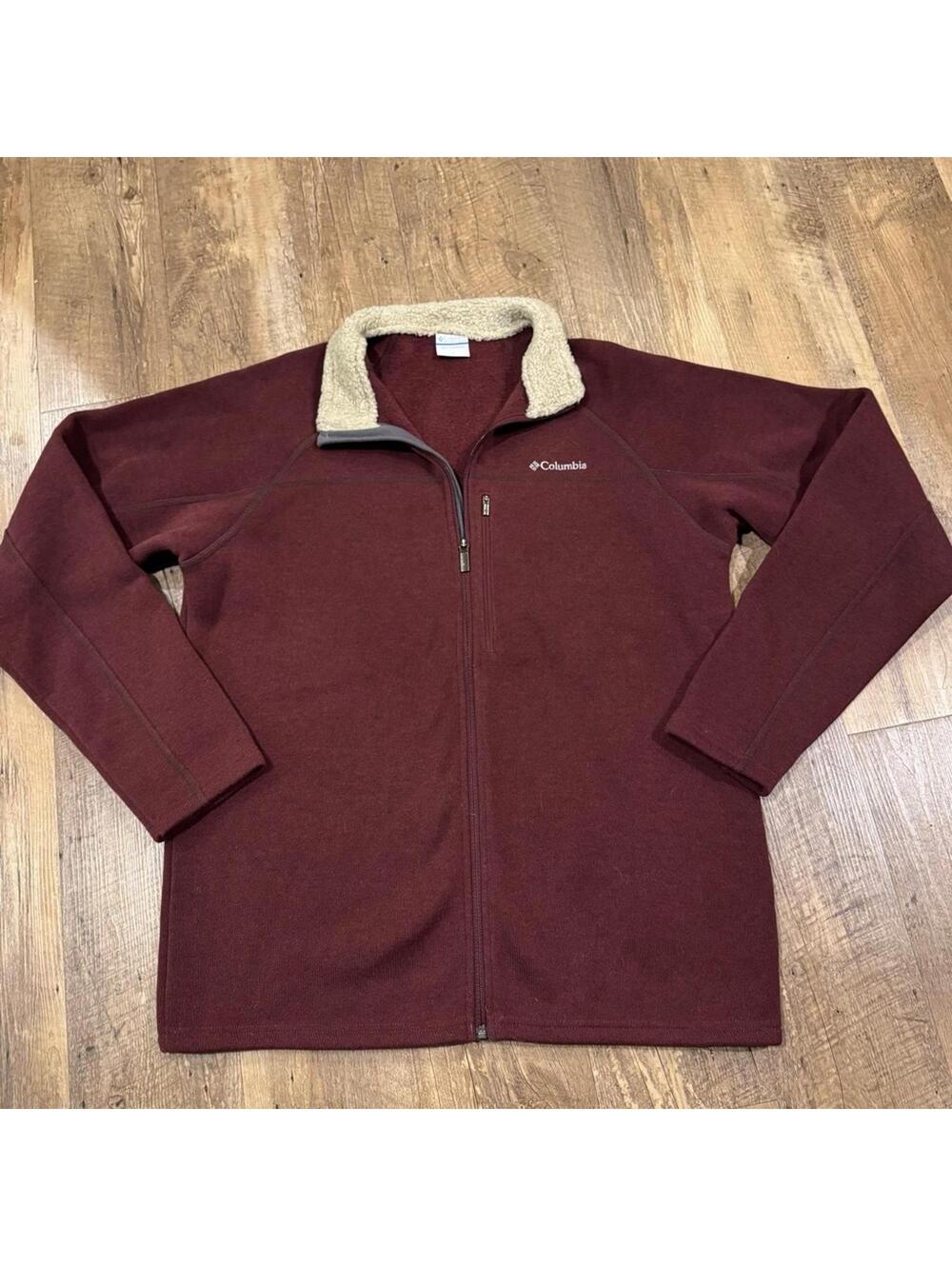 Columbia Fleece Collar Full Zip Mens Jacket Large